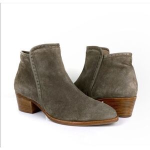 Italeau  Suede Ankle Boots w‎ side zipper genuine leather weatherproof sz 7.5